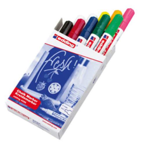 Astuccio 10 marcatore EDDING 4095 punta conica gesso liquido col.assortiti